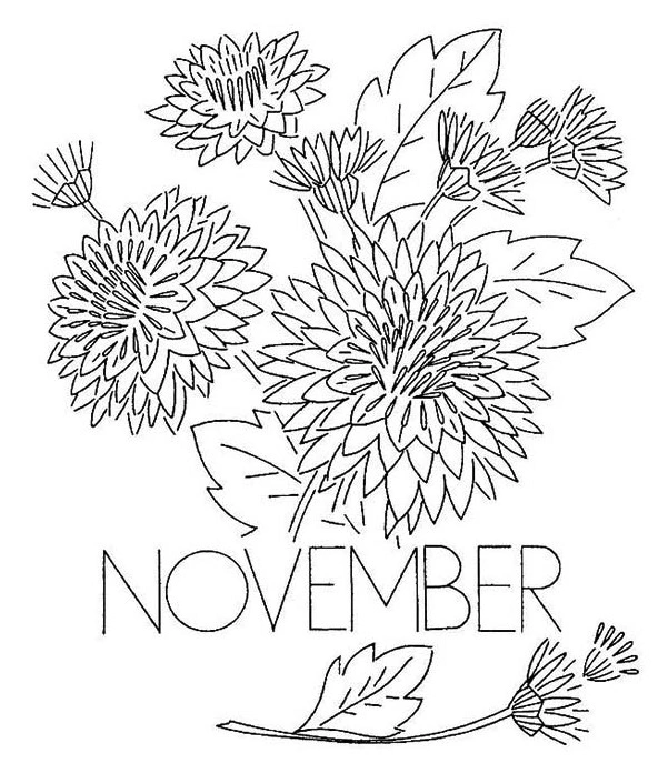 November flower bouquet coloring book